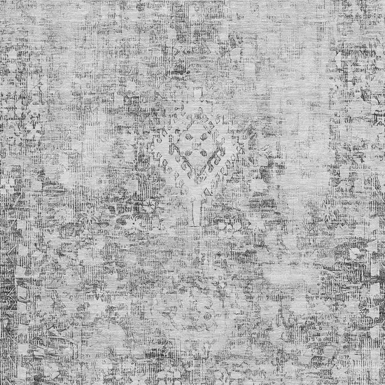 Charcoal And Silver Oriental Washable Area Rug With UV Protection Photo 2