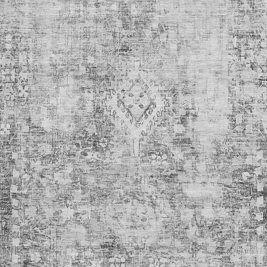 Charcoal And Silver Oriental Washable Area Rug With UV Protection Photo 2