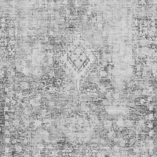 Charcoal And Silver Oriental Washable Area Rug With UV Protection Photo 2