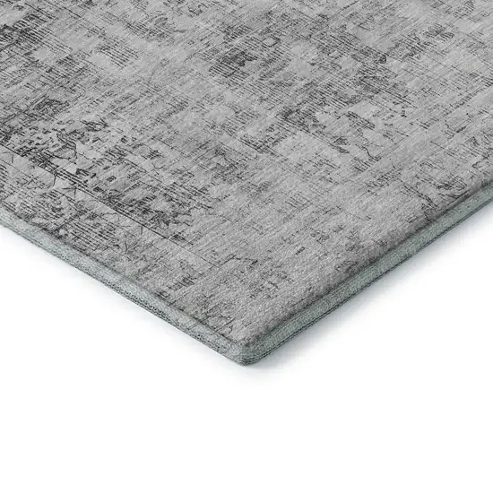Charcoal And Silver Oriental Washable Area Rug With UV Protection Photo 7