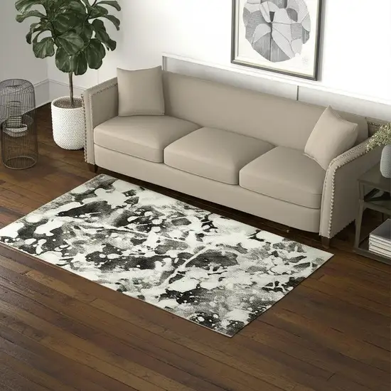Gray and White Abstract Power Loom Area Rug Photo 2