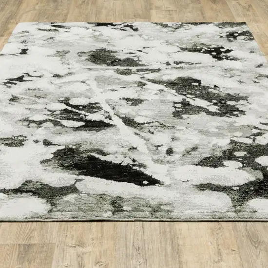 Gray and White Abstract Power Loom Area Rug Photo 9