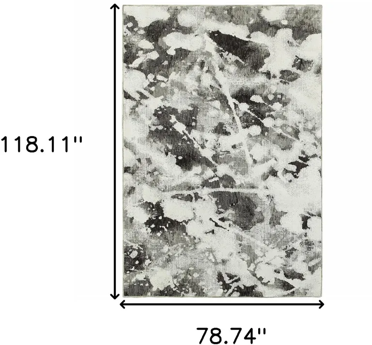 Charcoal And White Abstract Power Loom Stain Resistant Area Rug Photo 4