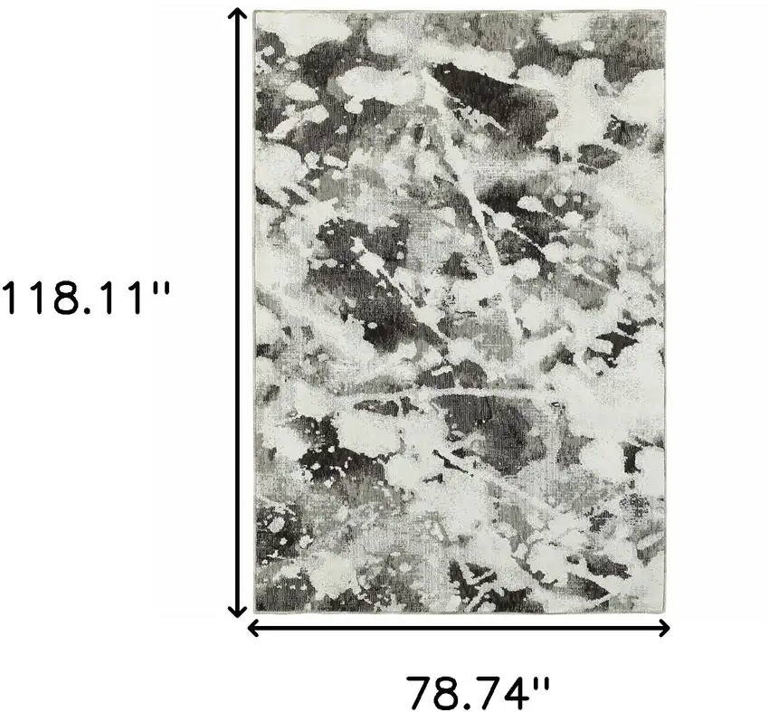 Gray and White Abstract Power Loom Area Rug Photo 3