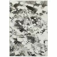 Photo of Charcoal And White Abstract Power Loom Stain Resistant Area Rug