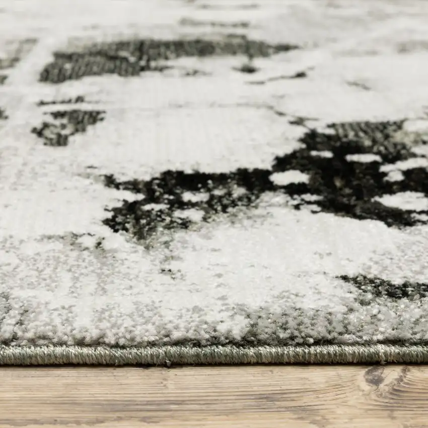 Gray and White Abstract Power Loom Area Rug Photo 5