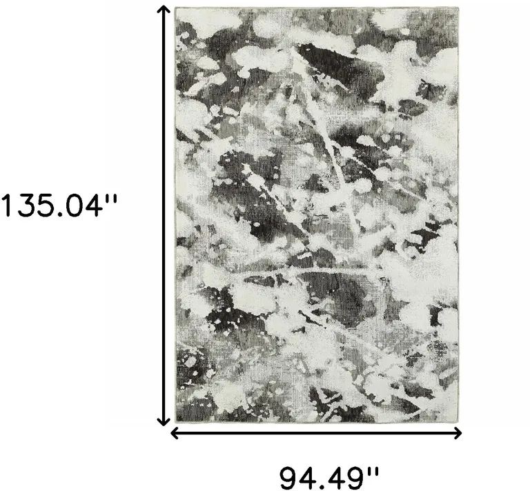 Charcoal And White Abstract Power Loom Stain Resistant Area Rug Photo 2