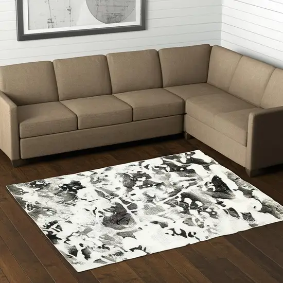 Gray and White Abstract Power Loom Area Rug Photo 1