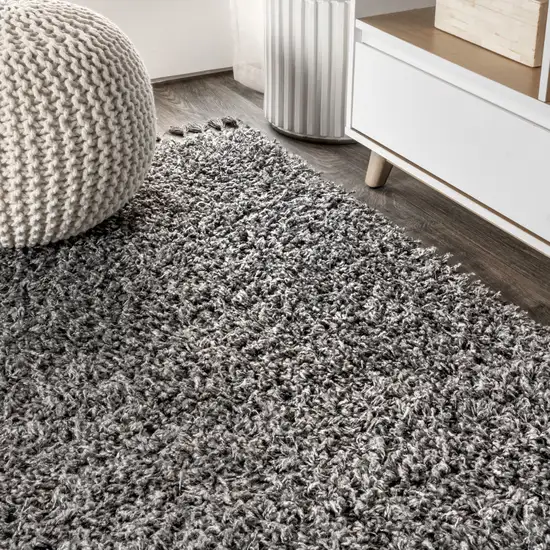 Charcoal Area Rug With Fringe Photo 7
