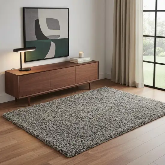 Charcoal Area Rug With Fringe Photo 2