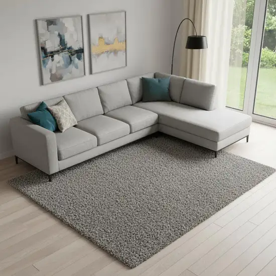 Charcoal Area Rug With Fringe Photo 2