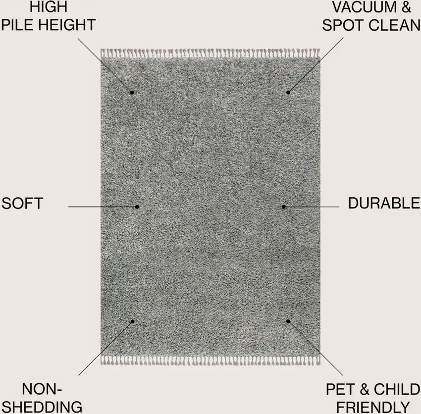 Charcoal Area Rug With Fringe Photo 7