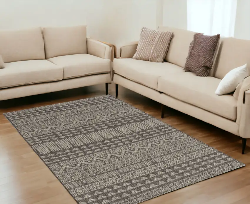 Charcoal Aztec Pattern Rug Photo 1