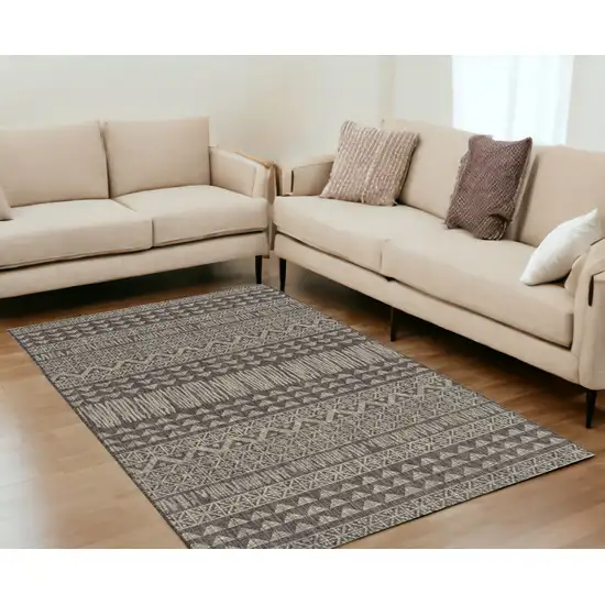 Charcoal Aztec Pattern Rug Photo 1