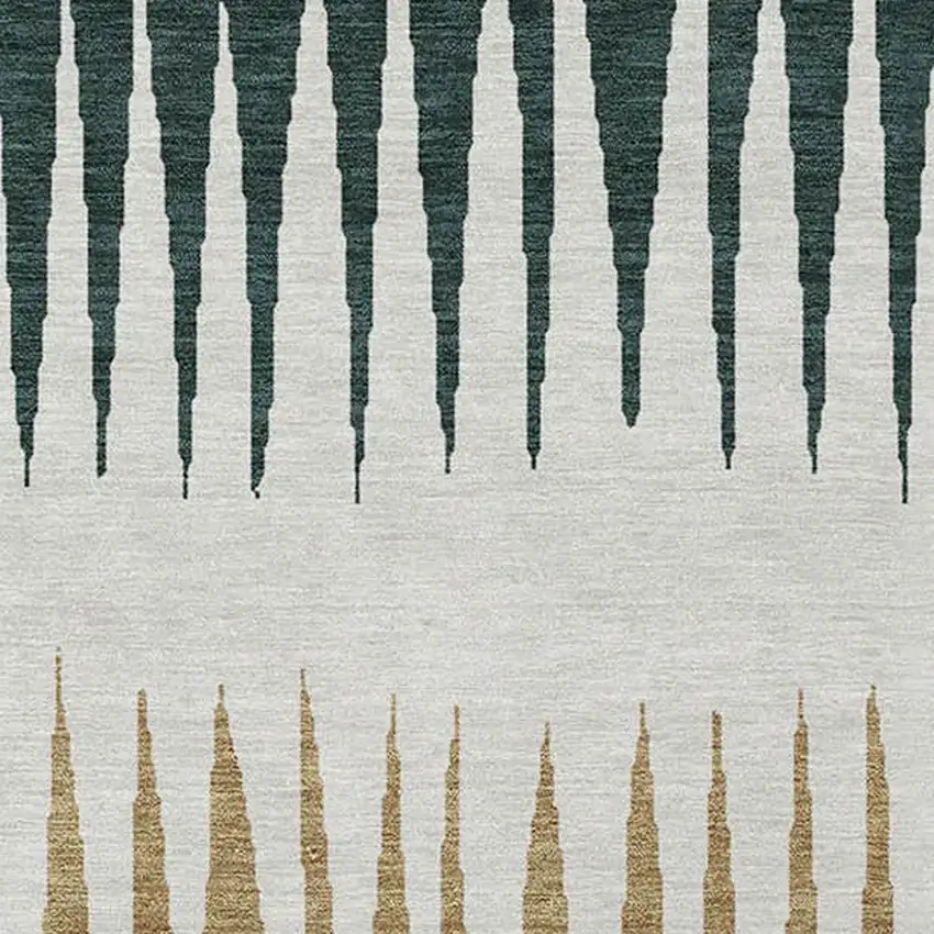 Charcoal Beige And Brown Striped Washable Indoor Outdoor Area Rug Photo 7
