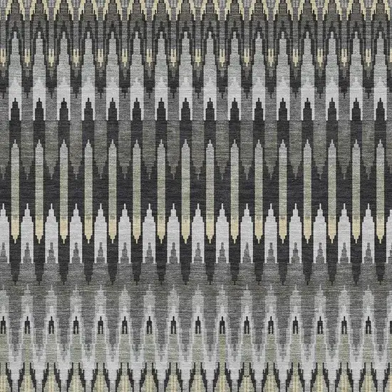 Charcoal Beige And Gray Southwestern Washable Area Rug With UV Protection Photo 3