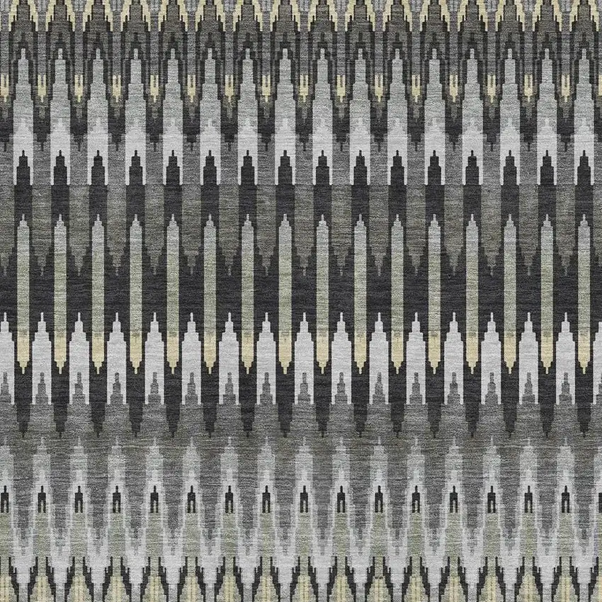 Charcoal Beige And Gray Southwestern Washable Area Rug With UV Protection Photo 3