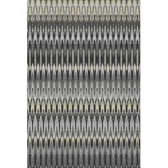 Charcoal Beige And Gray Southwestern Washable Area Rug With UV Protection Photo 4