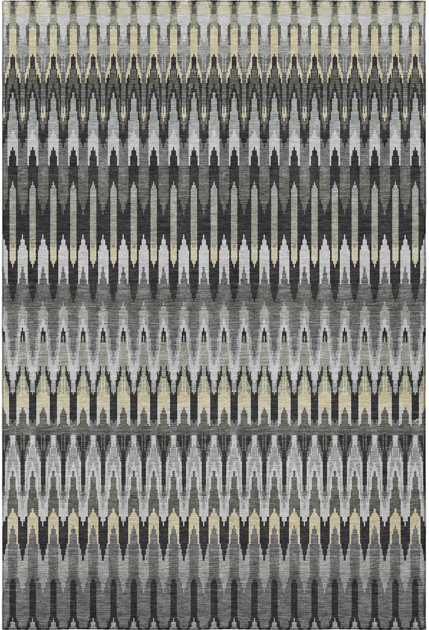 Charcoal Beige And Gray Southwestern Washable Area Rug With UV Protection Photo 4