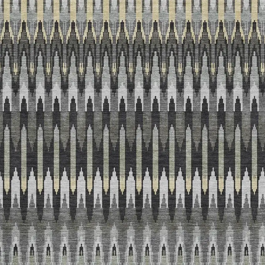 Charcoal Beige And Gray Southwestern Washable Area Rug With UV Protection Photo 3