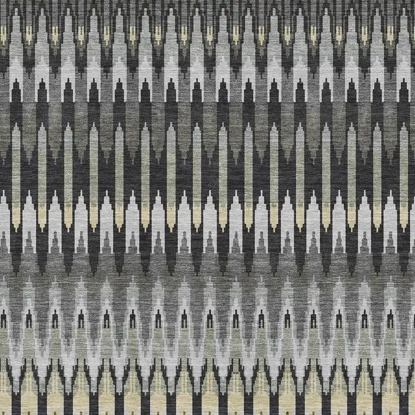 Charcoal Beige And Gray Southwestern Washable Area Rug With UV Protection Photo 3