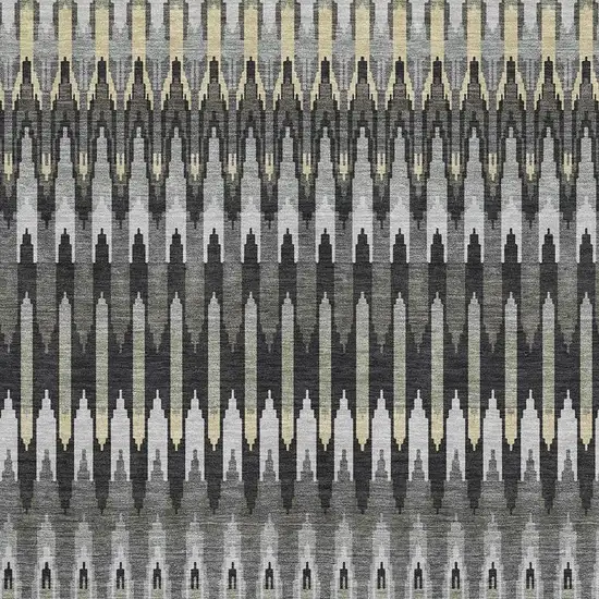 Charcoal Beige And Gray Southwestern Washable Area Rug With UV Protection Photo 3