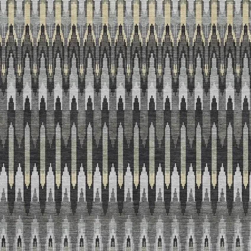 Charcoal Beige And Gray Southwestern Washable Area Rug With UV Protection Photo 3