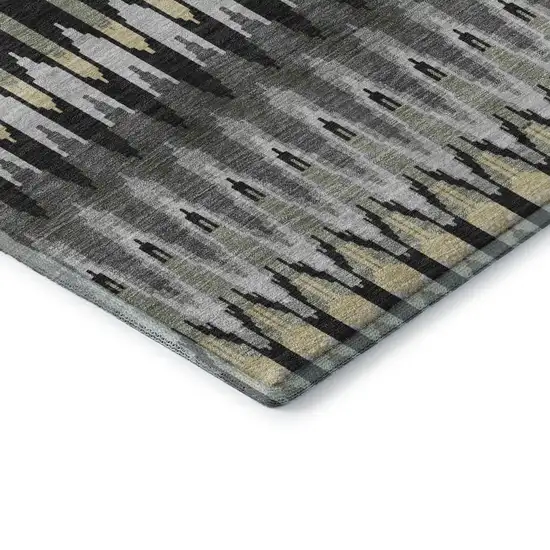 Charcoal Beige And Gray Southwestern Washable Area Rug With UV Protection Photo 8