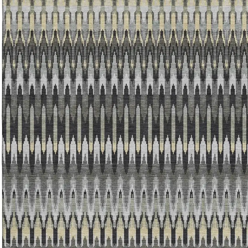 Charcoal Beige And Gray Southwestern Washable Area Rug With UV Protection Photo 4