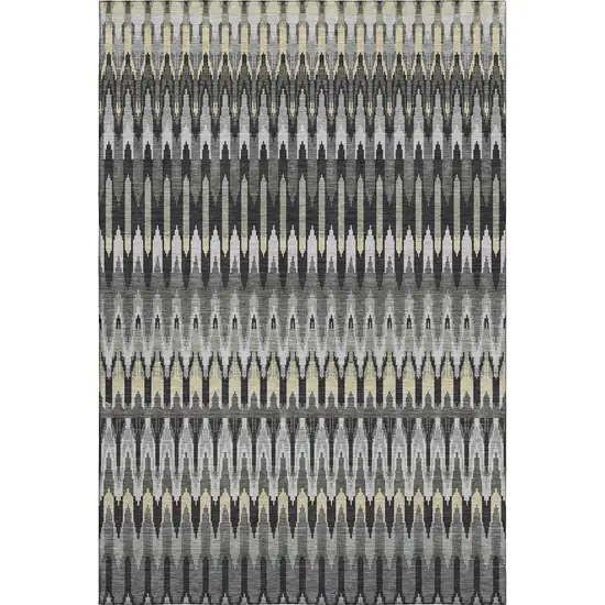 Charcoal Beige And Gray Southwestern Washable Area Rug With UV Protection Photo 1