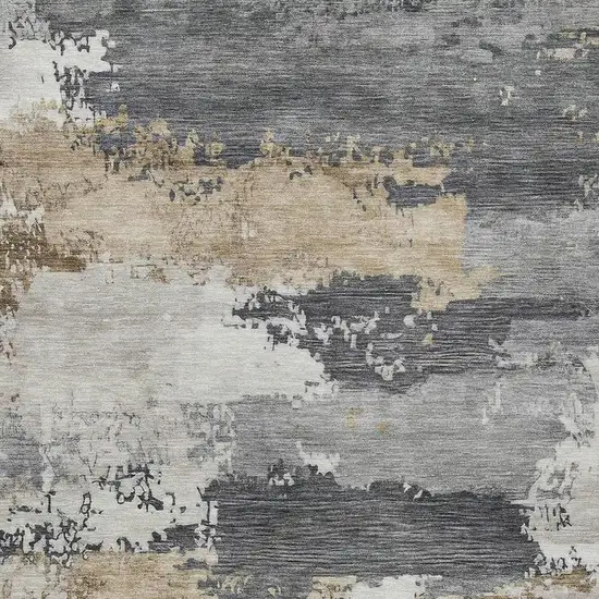 Charcoal Beige And Ivory Abstract Washable Indoor Outdoor Area Rug Photo 2