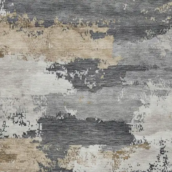 Charcoal Beige And Ivory Abstract Washable Indoor Outdoor Area Rug Photo 2