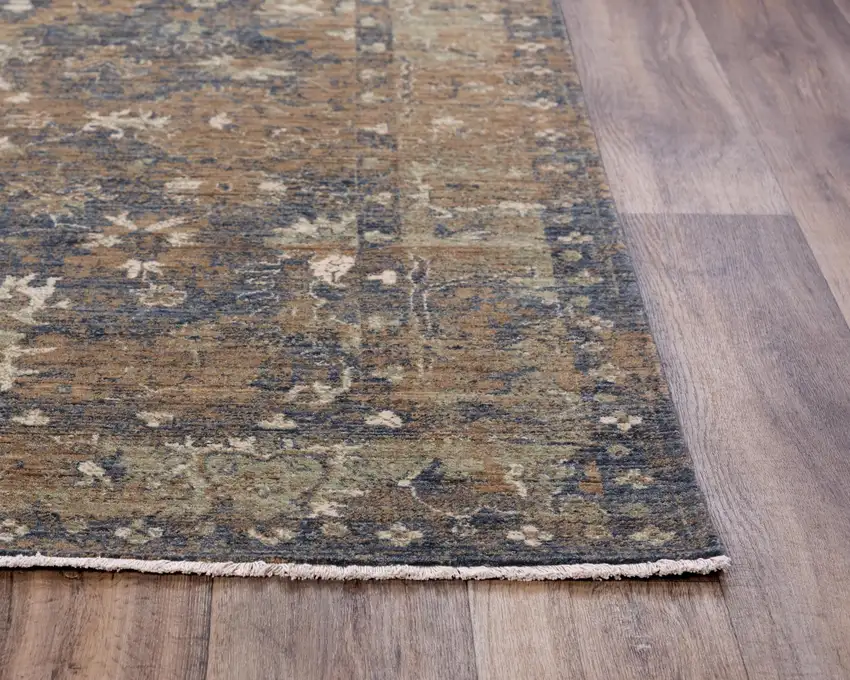Charcoal Beige And Ivory Wool Oriental Hand Carved Handmade Area Rug Photo 2