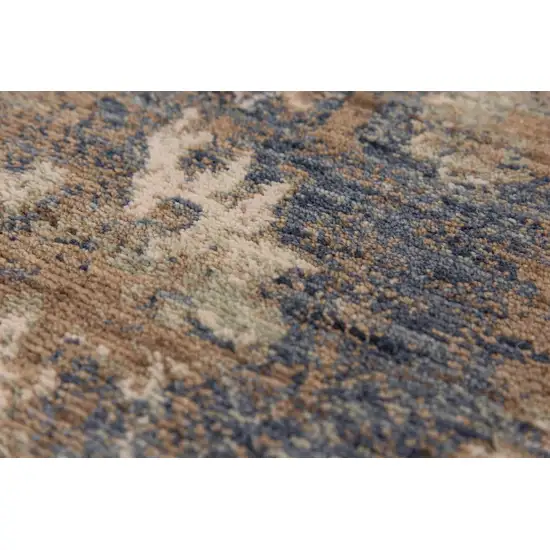 Charcoal Beige And Ivory Wool Oriental Hand Carved Handmade Area Rug Photo 3