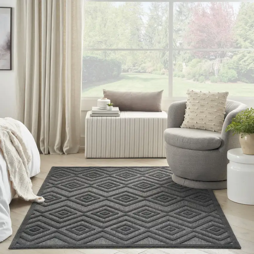 Charcoal Indoor Outdoor Area Rug Photo 7