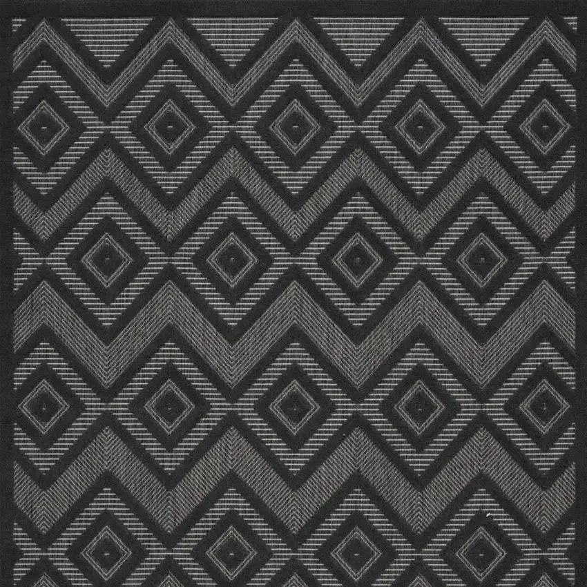 Charcoal Black Argyle Indoor Outdoor Area Rug Photo 4