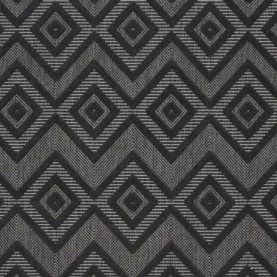 Charcoal Black Argyle Indoor Outdoor Area Rug Photo 3