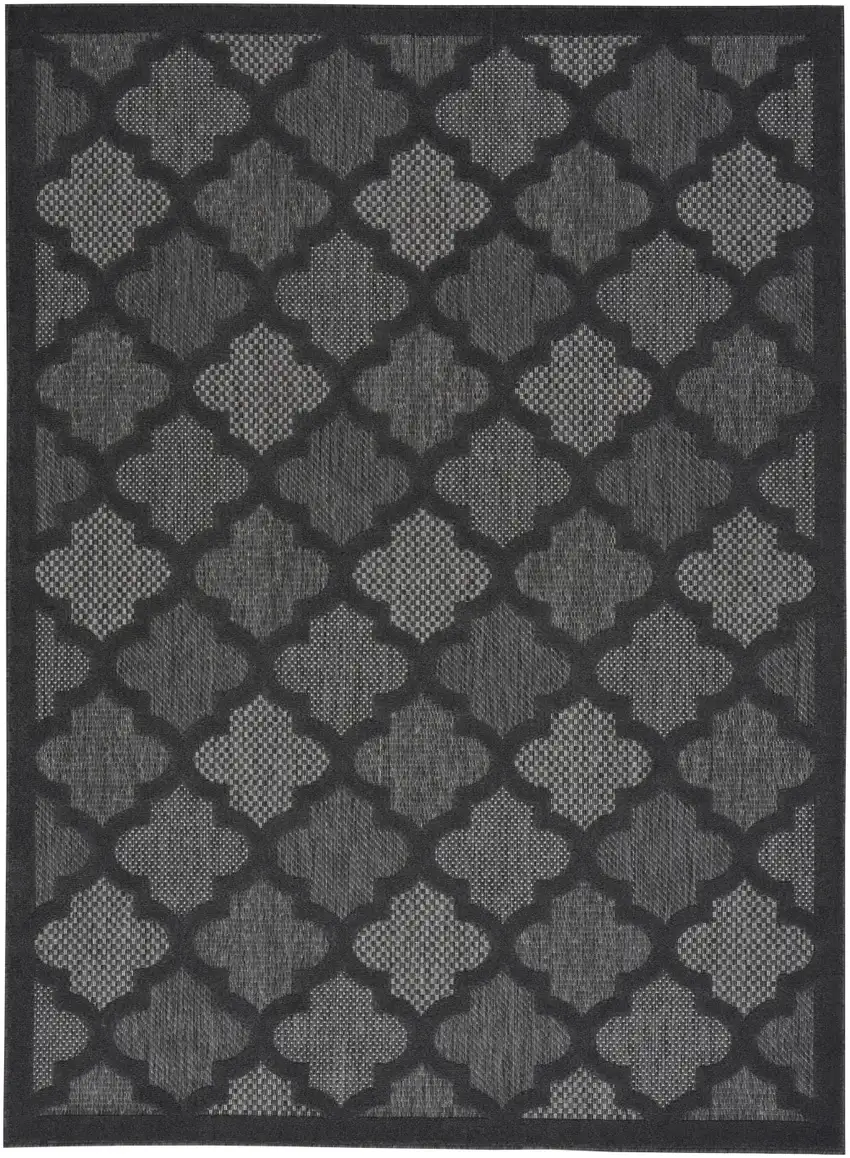 Charcoal Black Ikat Indoor Outdoor Area Rug Photo 1