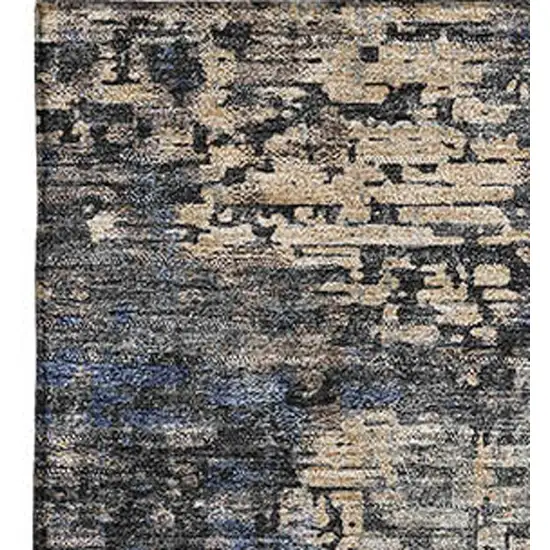 Charcoal Blue And Beige Abstract Washable Area Rug With UV Protection Photo 3