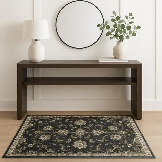 Charcoal Blue Gold Rust And Beige Oriental Power Loom Stain Resistant Area Rug Photo 1