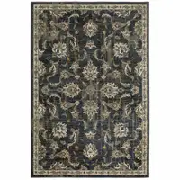 Photo of Charcoal Blue Gold Rust And Beige Oriental Power Loom Stain Resistant Area Rug