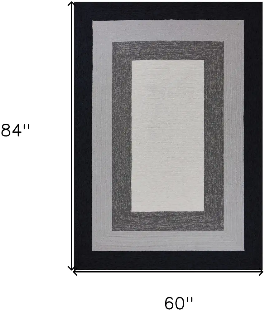 Charcoal Bordered Uv Treated Indoor Area Rug Photo 3