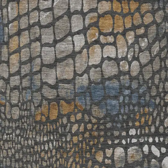 Charcoal Brown And Copper Abstract Washable Indoor Outdoor Area Rug Photo 6