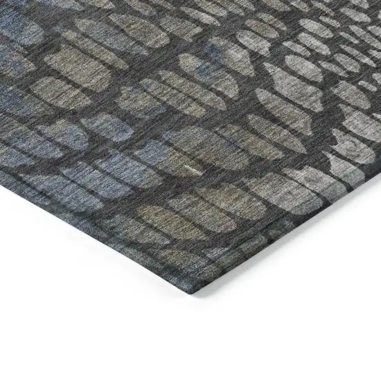 Charcoal Brown And Copper Abstract Washable Indoor Outdoor Area Rug Photo 4
