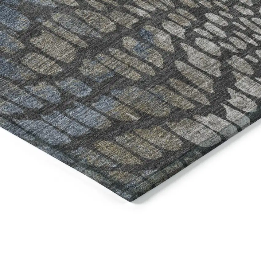 Charcoal Brown And Copper Abstract Washable Indoor Outdoor Area Rug Photo 4