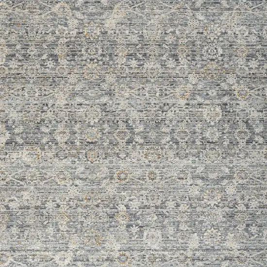 Charcoal Brown And Ivory Floral Distressed Area Rug With Fringe Photo 8