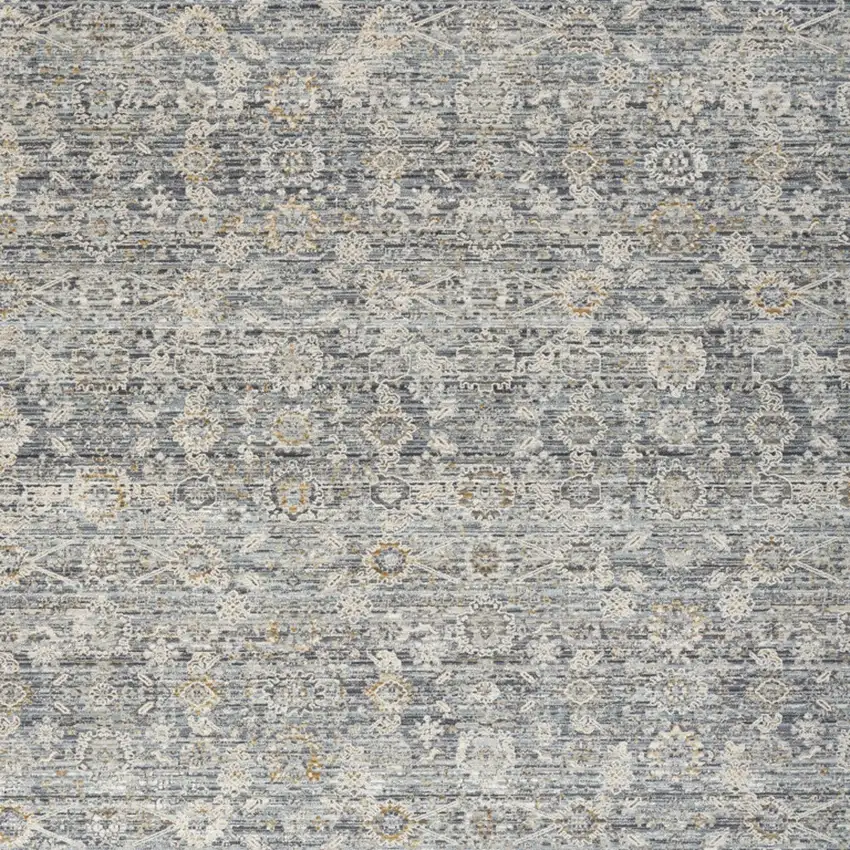 Charcoal Brown And Ivory Floral Distressed Area Rug With Fringe Photo 8