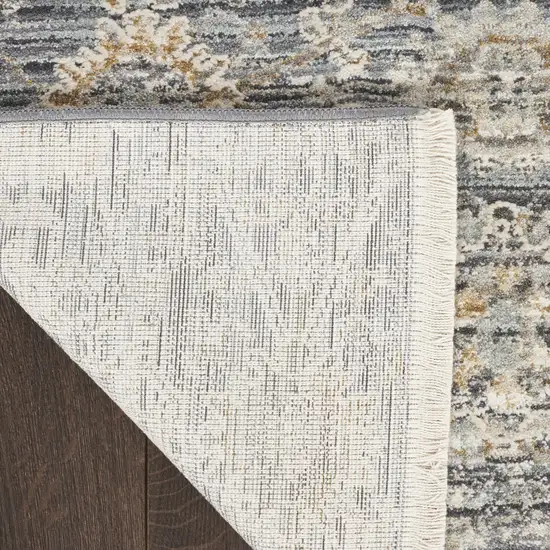 Charcoal Brown And Ivory Floral Distressed Area Rug With Fringe Photo 9