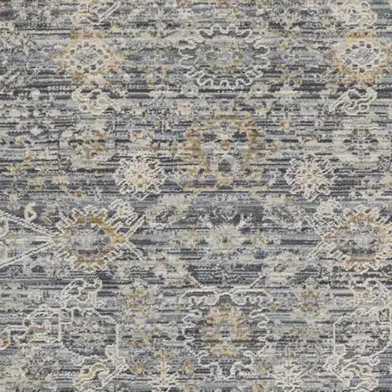 Charcoal Brown And Ivory Floral Distressed Area Rug With Fringe Photo 6