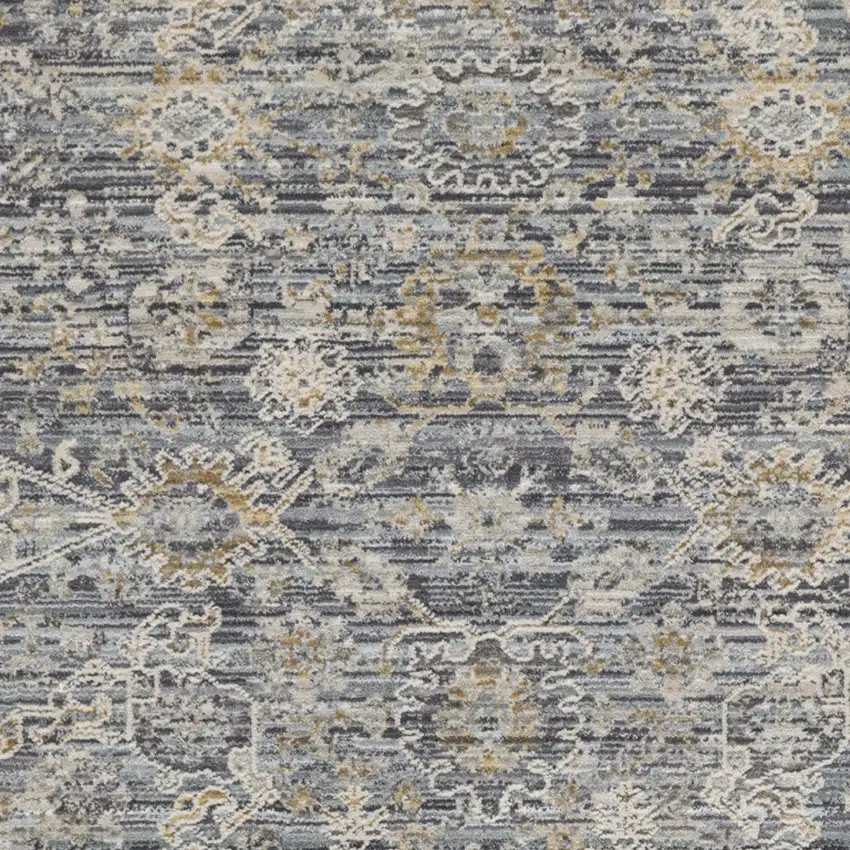 Charcoal Brown And Ivory Floral Distressed Area Rug With Fringe Photo 6
